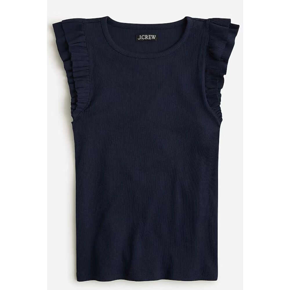 J crew Vintage rib ruffle-sleeve shirt tank XL minimalist  lightweight